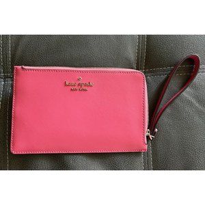 Kate Spade Staci Pink Saffiano Leather L-Zip Wristlet